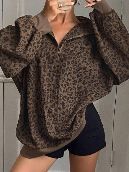 Avena® Leopard Print Quarter-Zip