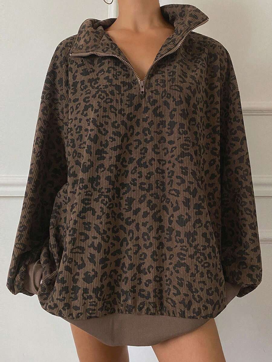 Avena® Leopard Print Quarter-Zip