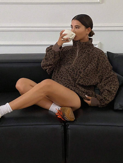 Avena® Leopard Print Quarter-Zip