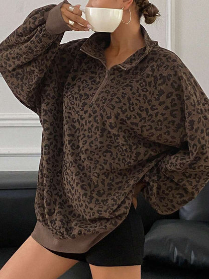 Avena® Leopard Print Quarter-Zip