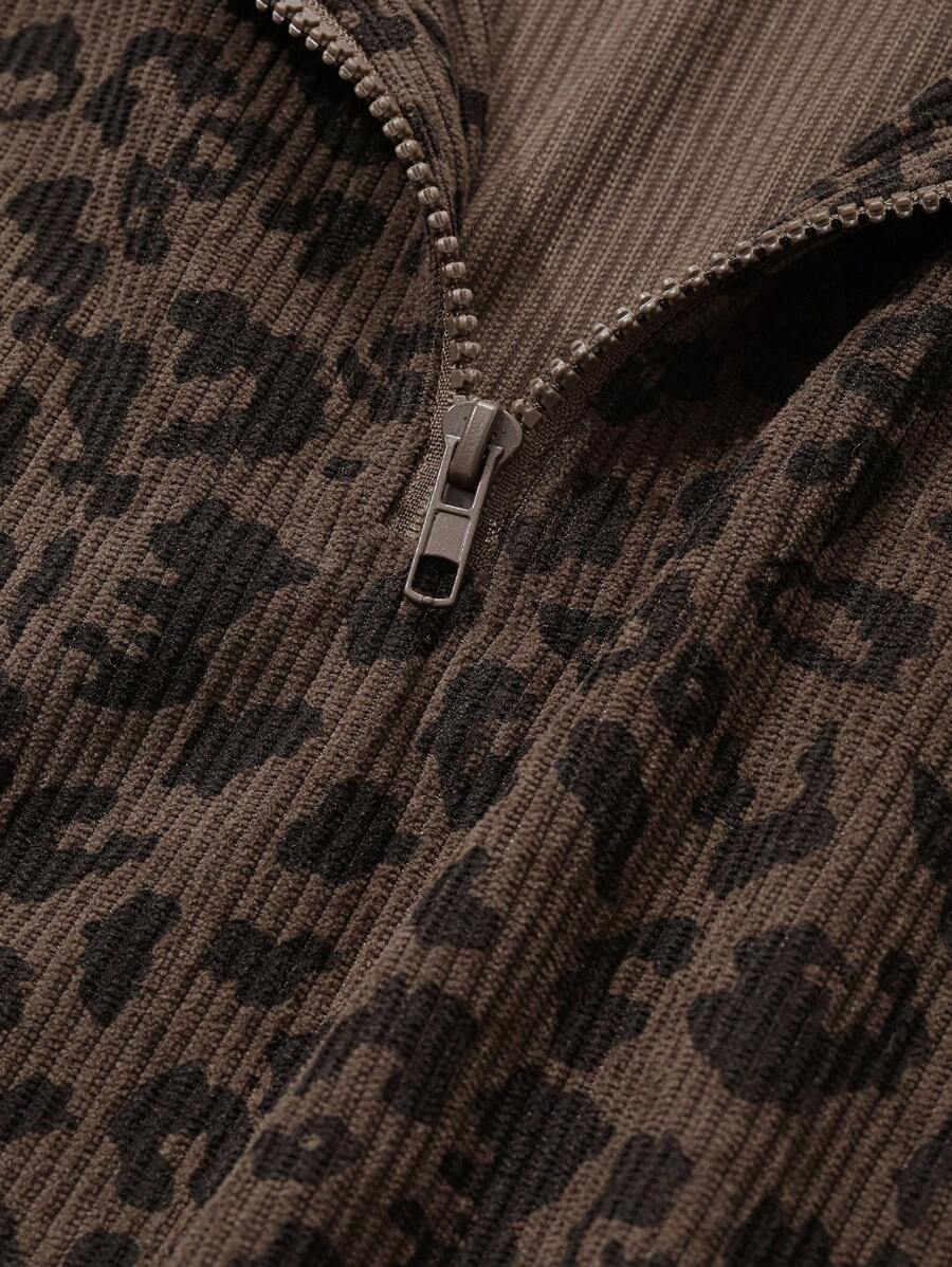 Avena® Leopard Print Quarter-Zip