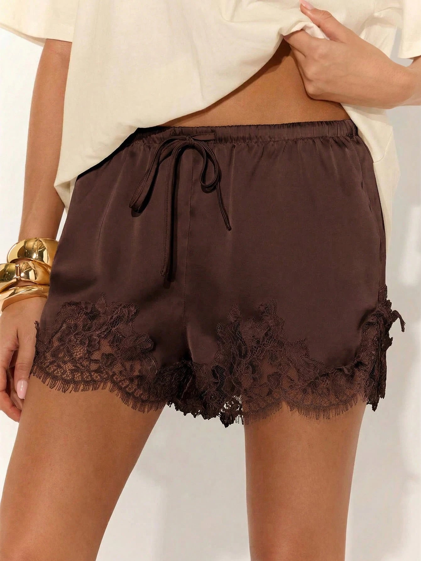 Cloud-Like Lace Trim Shorts