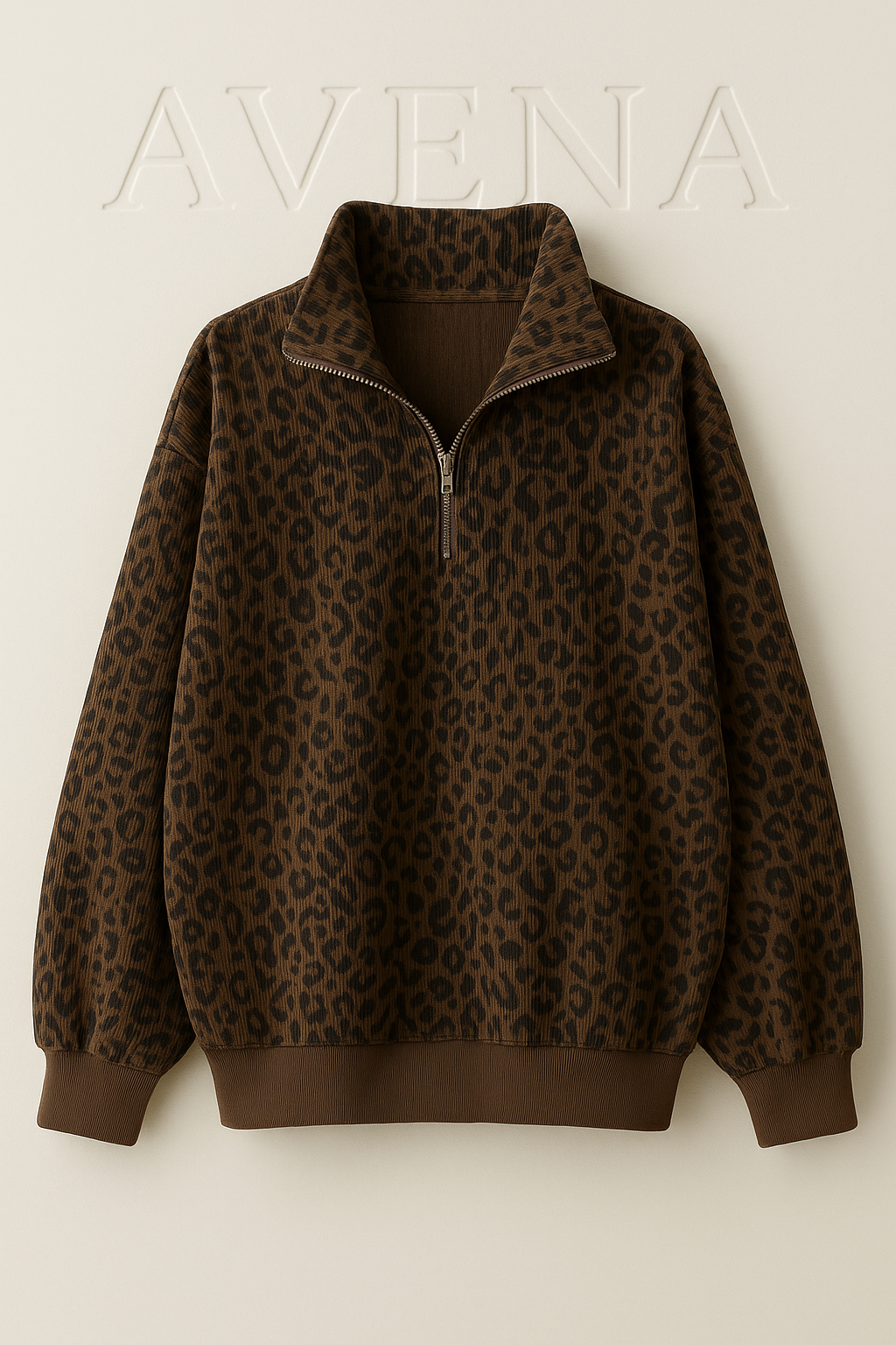 Avena® Leopard Print Quarter-Zip