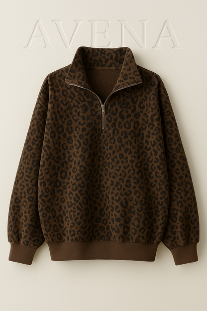 Avena® Leopard Print Quarter-Zip