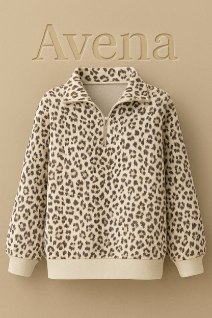 Avena® Leopard Print Quarter-Zip